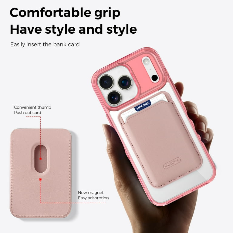 Allytechgroup Credit Card Slot Aluminum Hard Shell Back Cover Cell Phone  Case with Protective Case Cover for Apple iPhone 17 Air, Pink - Walmart.com