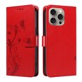 thumbnail image 3 of Nalacover Case Wallet for iPhone 15 Pro with Card Slots, Embossed Pattern PU Leather Phone Case for iPhone 15 Pro Kickstand Flip Cover Detachable Wrist Strap Magnetic Closure Folio Case, Red, 3 of 11