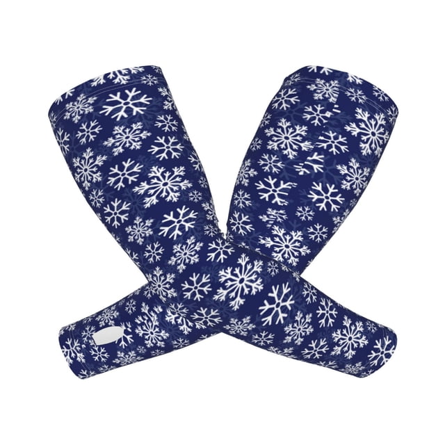 Fotbe Snowflakes On Dark Blue Mangas para Brazos con Protección Solar UV- Cubrebrazos para Tatuajes – Mangas Deportivas Refrigerantes UPF 50 para Hombre y Mujer