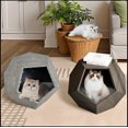 thumbnail image 3 of 25.98'' Shaped Modern Pet Furniture Cat Kennel Side Table MDF Multi-Purpose Furniture,Burmese Sapwood, 3 of 8
