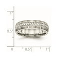 thumbnail image 6 of Stainless Steel w/Sterling Silver Inlay Brushed Diamond Cut 6mm Band, 6 of 7