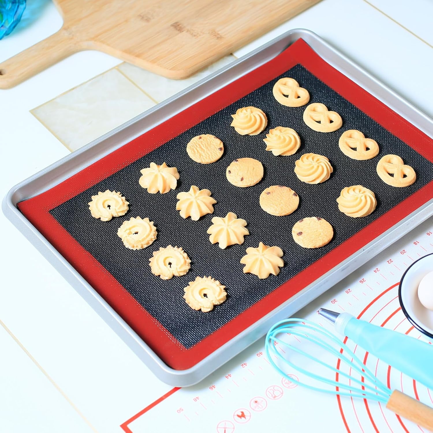 Silicone Baking Mat with Microperforated, 2 PCS Perforated Mats/Oven Liners for 13" x 18" Half Sheet Pan, Reusable Air Mesh Cookie/Eclair/Bread/Pizza/Pastry