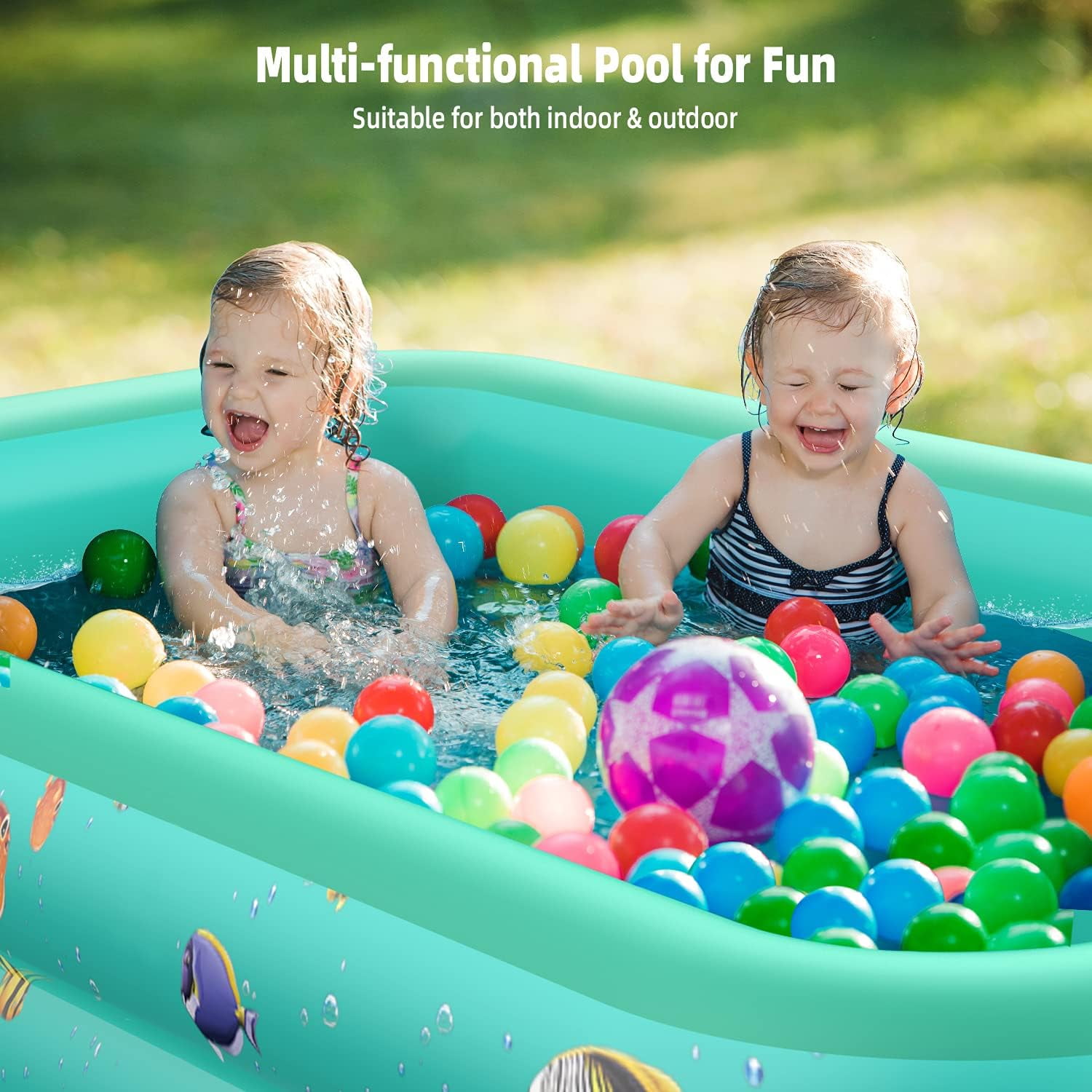Inflatable Pool, 6.9 x 5 x 1.8 ft Family Swimming Pools for Kids, Toddlers, Infant, Adult, Rectangular, Thickened