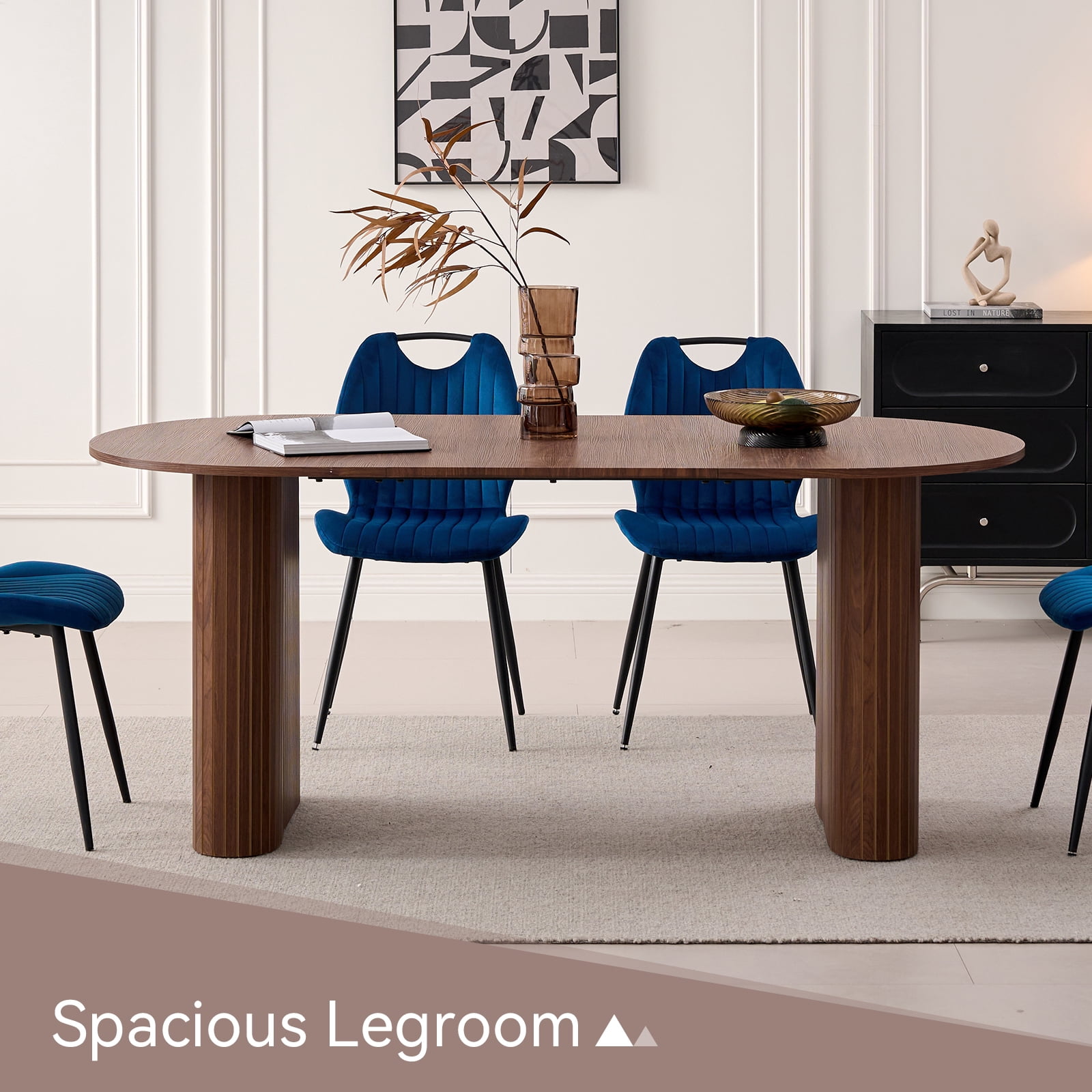 70.8" Oval Dining Table for 4-6 People, Modern Farmhouse Style | Rustic Wood Grain Finish | Sturdy Elliptical Legs | Perfect for Kitchen, Breakfast, Dinner, or Reception Room, Walnut