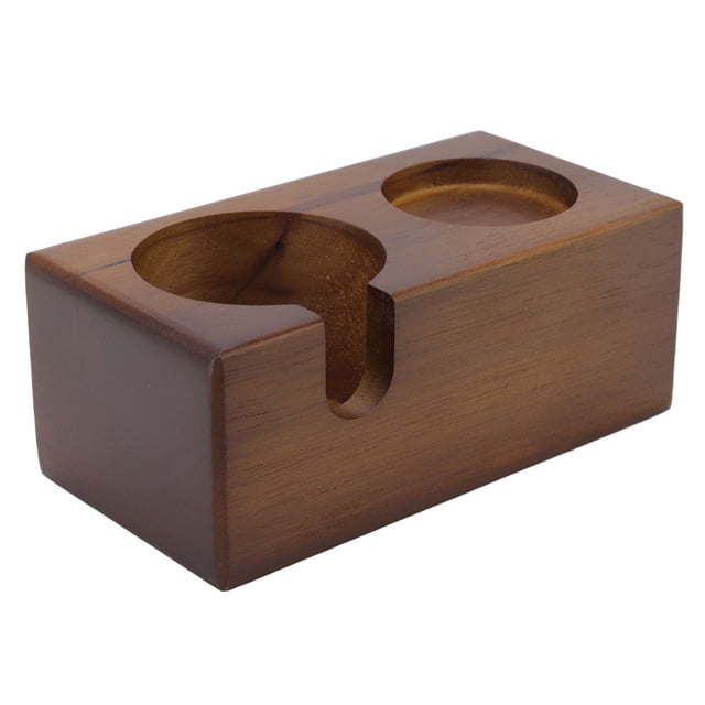 Soporte de madera para filtro de café, soporte para compactador de café, estación de apisonamiento, color marrón