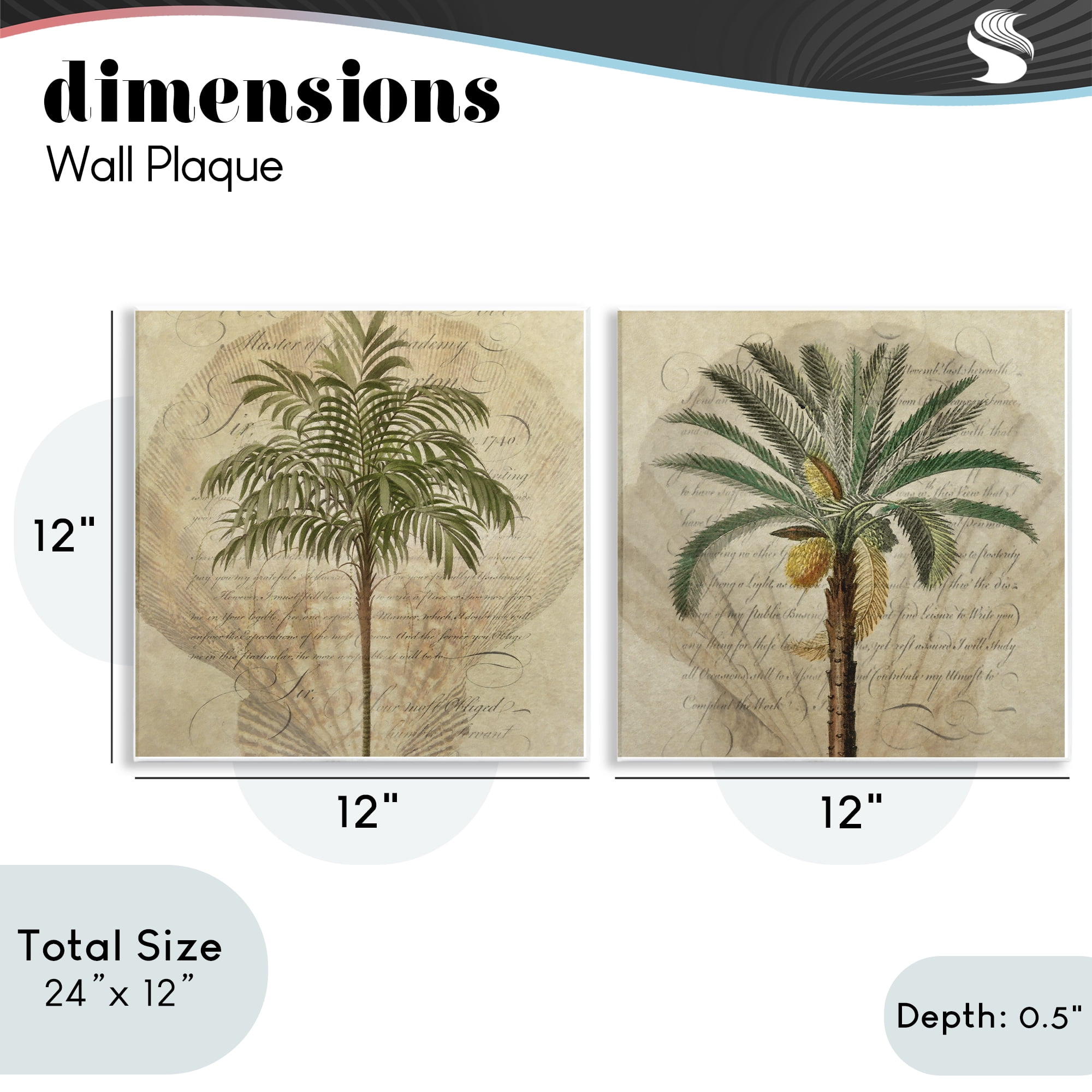 Stupell Industries Subdued Tropical Palms 2 Piece Wall Plaque Art Set, design by Steve Hunziker