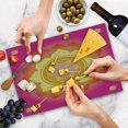 thumbnail image 4 of Lotus Cutting Board, Mandala with Planet Cosmos Galaxy Themed Graphic Art Print, Decorative Tempered Glass Cutting and Serving Board, Large Size, Hot Pink Yellow Red, by Ambesonne, 4 of 5