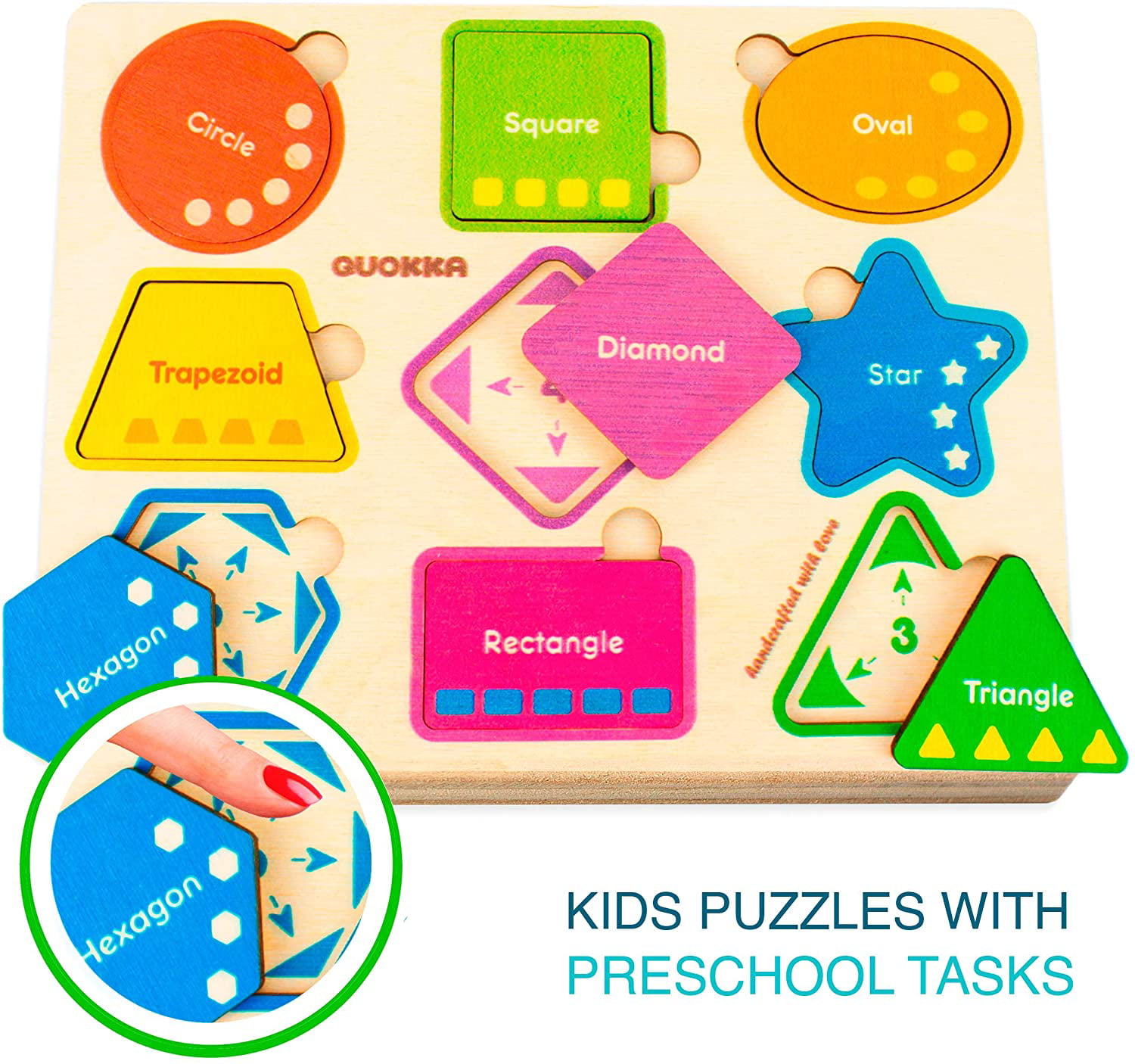 Educational Learning Toys for Toddlers 1-3 Years Old Gift Developmental Activities to Boy & Girl 3-5 Matching Game with 30 Self-Correcting Puzzles Toddlers Puzzles for Kids Ages 2-4 by Quokka 