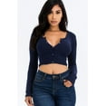 thumbnail image 6 of Ribbed Snap Front Long Sleeve Crop Top, 6 of 10