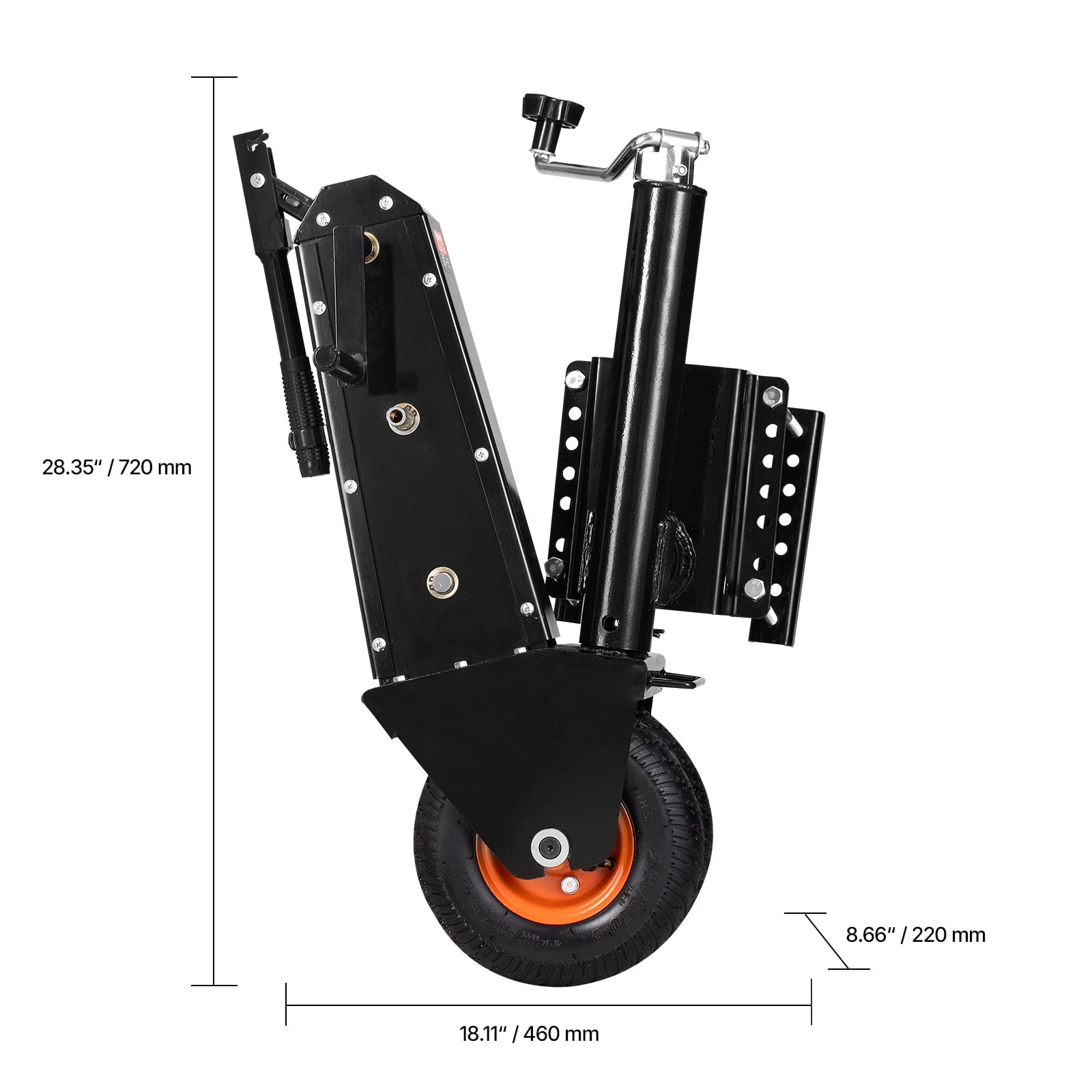 VEVOR Trailer Dolly, 500lbs Tongue Weight Capacity, 13 inch-23.2 inch Height Adjustable Trailer Mover Dolly, 9-inch Pneumatic Rubber Tire, Manual or Electric Wrench Drive, for Moving RV Trailer