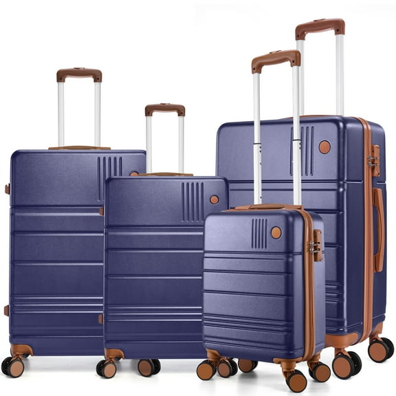 HOTEEL 4 Piece Hardside Luggage Set, TSA Lock, Lightweight Travel Cases with 360°Spinner Wheels,Blue