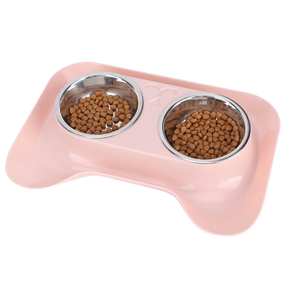 Ccdes Stainless Steel Pet Cat Double Bowls Feeder Water Food Basin Feeding Supply,Pet Water Bowl