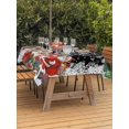 thumbnail image 2 of Outdoor Tablecloth with Umbrella Hole and Zipper, Black Christmas Rectangle Table Cloth 52x70 Inch Waterproof Tablecloth, Xmas Snowman Santa Elk Winter Snowflake Picnic Table Cover for Patio Camping, 2 of 7