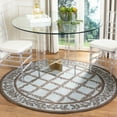 thumbnail image 2 of SAFAVIEH Chelsea Alecia Geometric Borders Wool Area Rug, Blue/Brown, 4' x 4' Round, 2 of 10