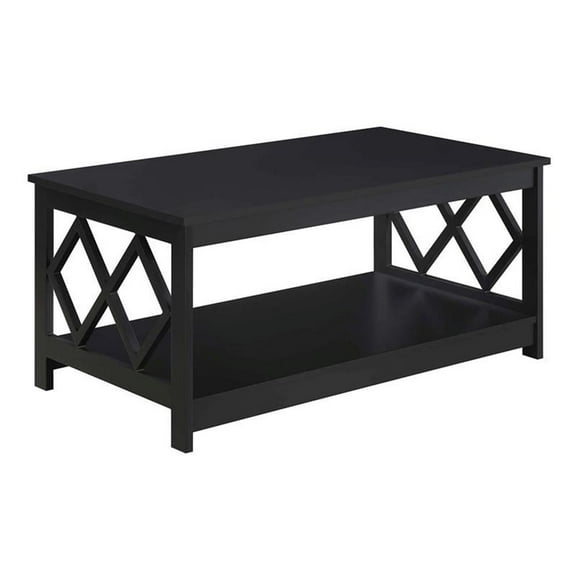 Pemberly Row Wood Coffee Table in Black Wood Finish