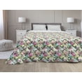 thumbnail image 1 of Floral Down Alternative Comforter, Vibrant Little Blossoms Flourishing Garden Feminine Flora Graphic Art, Microfiber Quilt for All Season, 5 Sizes, Night Blue Ivory, by Ambesonne, 1 of 3