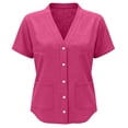 thumbnail image 7 of cfhntfmh Summer Tops for Women Casual Short Sleeve Shirts Business Work Blouse V Neck Button down Tops with Pockets, 7 of 7