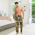 thumbnail image 3 of Men's Pajama Pants with Pockets Sleepwear Lounge Pants Stretch Casual Happy Halloween White Black Yellow Orange Letters, 3 of 7
