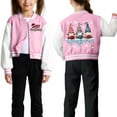 thumbnail image 3 of Staki Children's Hoodie for Autumn Winter Kids Baseball Jacket Long Sleeve Chritmas Varsity Jackets for Boys and Girls Buttons Coat(Pink,11-12 Years), 3 of 7