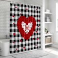 thumbnail image 6 of Valentine's Day Bathroom Shower Curtains with 12 Hooks Polyester Waterproof Shower Curtain for Stalls and Bathtubs Love Heart Romantic Black White Plaid Decorative Bathroom Curtain 72x72 Inches, 6 of 9
