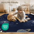 thumbnail image 4 of ODIKA 6'x9' Washable Area Rug Starry Motifs Planetary Planets Stars Themed Large Galaxy Nebula Playful for Queen Size Bedroom, Under Bed, Master Suite, Easy Care, Non-Shedding, 4 of 7
