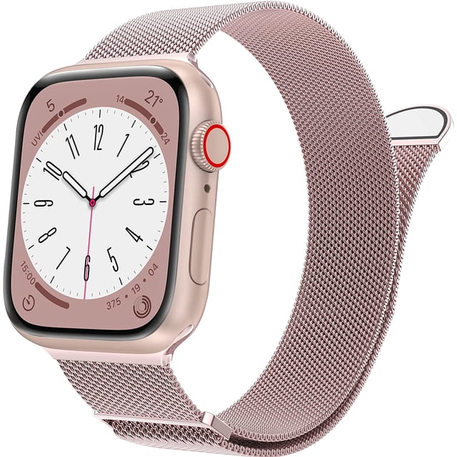 Marge Plus compatible con Apple Watch Band Series 9, Ultra 2, SE, Ultra 8 7 6 5 4 3 2 1 38 mm 40 mm 41 mm 42 mm 44 mm 45 mm 49 mm mujeres y hombres, reemplazo de cierre magnético de malla de acero ino