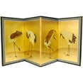 thumbnail image 2 of Oriental Furniture Gold Leaf Cranes, 36"H x 72"W, Gold leaf, hand painted, Oriental, Traditional, Unique pieces, 2 of 2