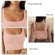 thumbnail image 2 of Corto sin mangas Tank Top cuello cuadrado Color puro cómodo de moda transpirable Casual para compras del partido Rosa L, 2 of 6