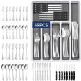 thumbnail image 1 of 48+1 PCS Juego De Cubiertos con Organizador de Cubiertos,Cubiertos De Acero Inoxidable 8 Personas,Porta Cubiertos De Cocina,con Cuchillos para Carne,Cucharas,Resistente Al &Oacute;xido,Apto Para L, 1 of 7