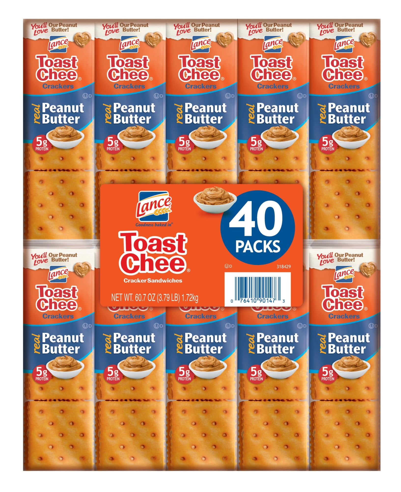 Lance Sandwich Crackers, ToastChee Peanut Butter, 40 Ct