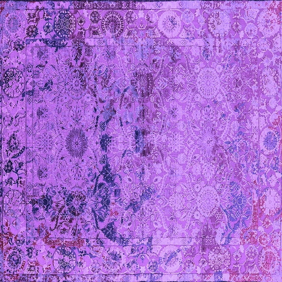 Ahgly Company Indoor Square Oriental Purple Industrial Area Rugs, 8' Square