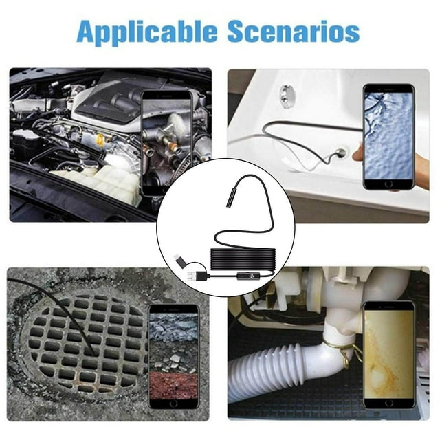 Baohd Portable 8mm Endoscope Camera PC Waterproof 1 Camera Waterproof Endosocope Sewer Mini Endoscope for Smartphones PC 5m