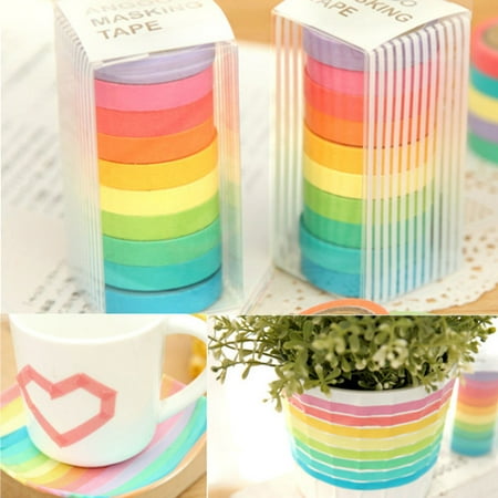 10Pcs Paper Tapes Washi Tape Colorful Scrapbook Decorative Paper Adhesive Sticker DIY Today's Special