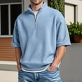 thumbnail image 2 of Waffle Polo Shirts for Men Summer Casual Fashion Short Sleeve Stand Collar Quarter Zip Pullover Plain Tshirts, 2 of 5
