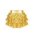 thumbnail image 2 of YiZYiF Kids Girls Sparkly Sequins Dance Skirt Tiered Ruffle Skorts Hip Hop Jazz Performance Costume Gold 8, 2 of 7