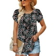 thumbnail image 3 of KISSMODA Womens Floral Tunic Top Short Sleeve Shirts Loose Fit Summer Tops, 3 of 4