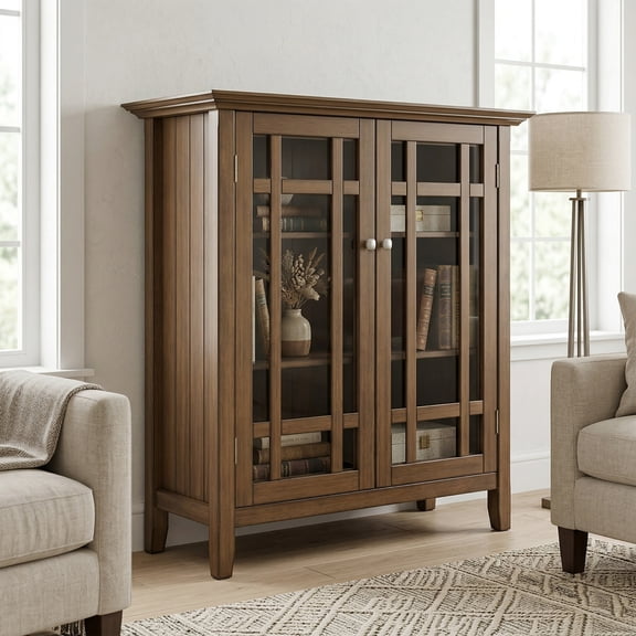 Simpli Home Bedford SOLID WOOD 39 inch Wide Transitional Medium Storage Cabinet in Rustic Natural Aged Brown
