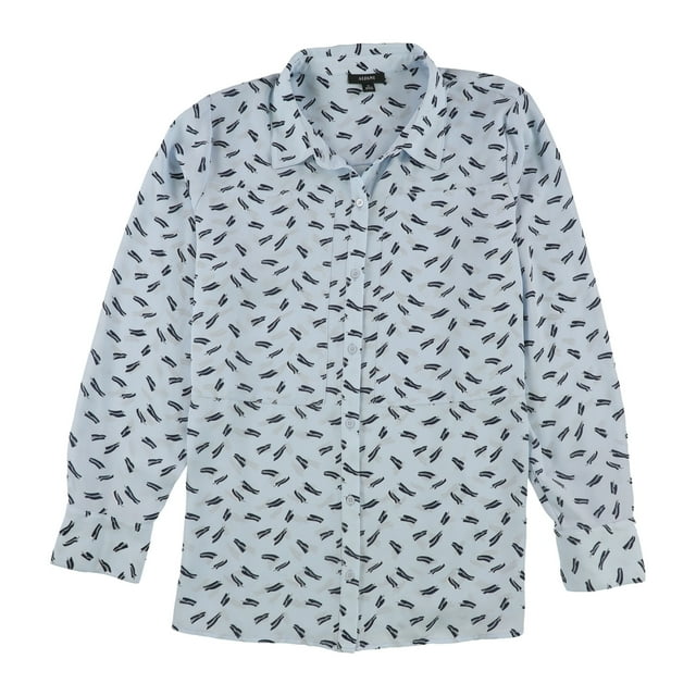 Alfani Chemise Boutonnée 2 Tons pour Femmes, Bleu, TG