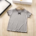 thumbnail image 5 of Bxsruta Girls Bow Detail Ruffle Short Sleeve Casual Tee Soft Stretchy Everyday Top for Kids, 5 of 8
