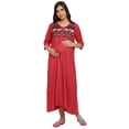 thumbnail image 1 of Moomaya Womens Embroidered Long Maxi Maternity Button Placket Rayon Slub Dress, 1 of 1