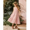 thumbnail image 4 of Arshiner Girl's Sundresses Summer Boho Strap Tiered Cami Maxi Dresses with Pockets, 4 of 9