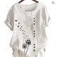 thumbnail image 2 of Qarigey Camisa de manga corta con cuello y botones estampados de de león para mujer Prendas para la parte del cuerpo Blanco XL Qarigey AP001990-17, 2 of 5