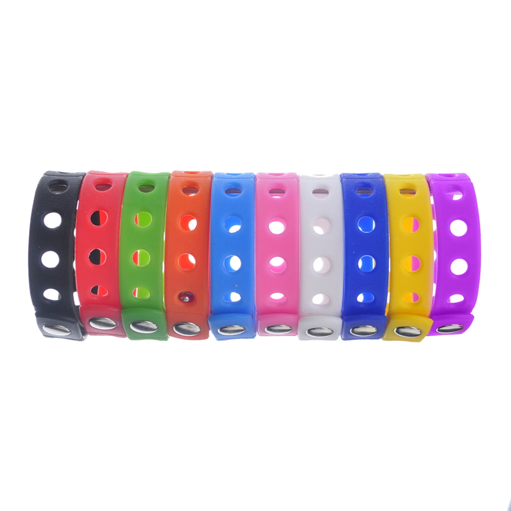 GOGO 10 PCS Kids Rubber Bracelet Adjustable Wristband Fit Shoe Jibbitz Crocs Charms 