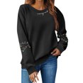 thumbnail image 2 of Women Tops Women's Long Sleeve Sweatshirt Casual Crewneck Loose Fit Pullover Fleece Tops, Christmas Print Design, Comfortable and Warm Apparel,Black,S, 2 of 4