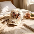 thumbnail image 3 of Forestwhale 3D Beaded Butterfly Hat Rhinestone Floral Baseball Cap Boho Garden Adjustable Sun Hat for Casual Daily, 3 of 5
