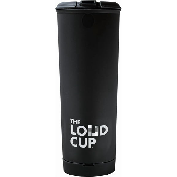 The LoudCup 20 oz Tumbler with Integrated Stadium Horn (Raven Black) - Worlds Loudest Cup for Noisy Fans & Game Day