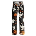 thumbnail image 4 of Women's Halloween Pajama Pants Casual Elastic High Waist Drawstring Pjs Pumpkin Ghost Print Straight Leg Loungewear Bottoms, 4 of 5