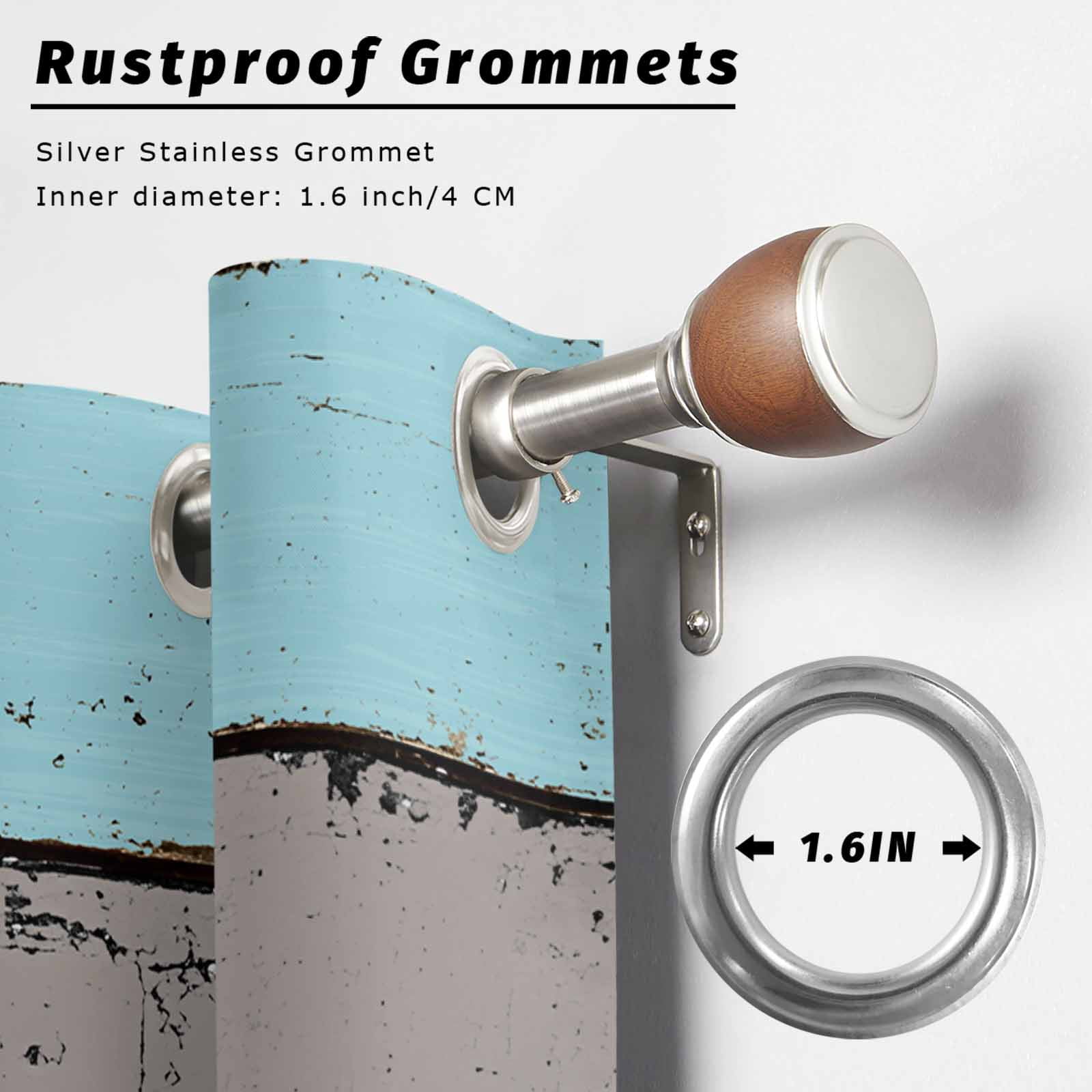 Outdoor Curtains for Patio Waterproof, Aqua Grey Windproof Pravicy Outside Porch Blackout Curtain, Vintage Stripe Farmhouse Wood Grain Ombre Sun Blocking Grommets Curtains for Cabana Gazebo 54"x108"