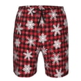 thumbnail image 4 of Naloa Snowflakes On A Buffalo Plaid Christmas Men's Beach Shorts, Surfing shorts, Swim trunks, Quick Dry Swim Trunks for Surfing Beach Fun - Small, 4 of 9