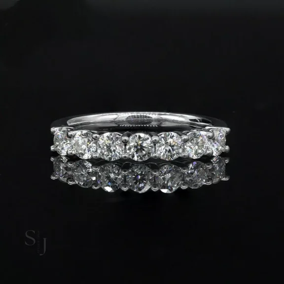 1CT Round Cut Lab Created Diamond Half Eternity Wedding Band Gift Ring in 14K White Gold Plated